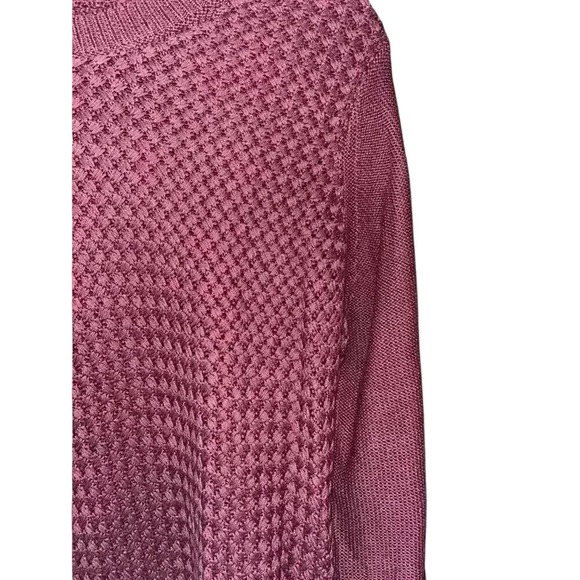 Lazy Knits Womens Burgundy Textured Knit Sweater with Elbow Patches - Picture 2 of 5